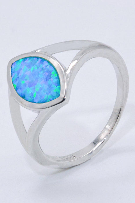 Opal Elegance: Sterling Silver Ring with Split Shank and Australian Opal