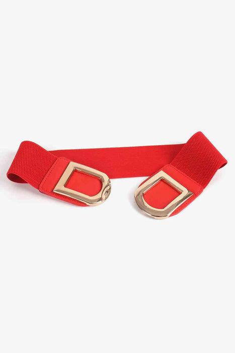 Chic Elastic PU Leather Belt with Stylish Double D Buckle