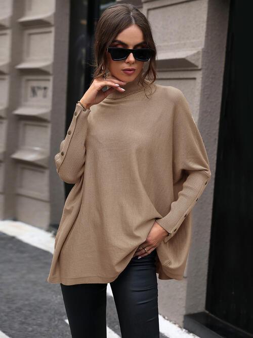 Chic Ribbed Turtleneck Pullover Sweater