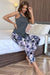 Floral Lounge Ensemble with Sleeveless Tank and Cropped Pants