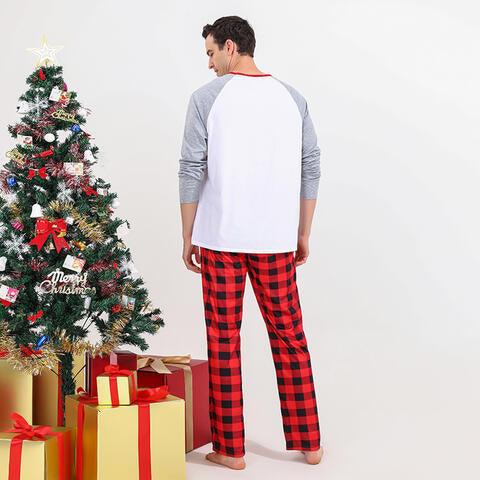 Holiday Cheer Men's Festive Graphic Top and Plaid Pants Set