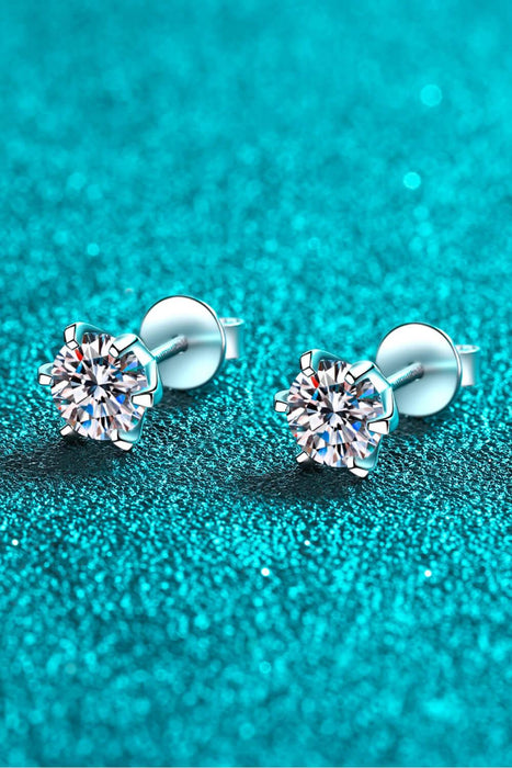 Dazzling Sterling Silver Moissanite Stud Earrings - Luxe Gemstone Accessories