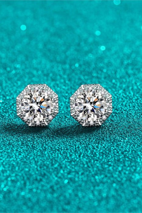 Radiant Charm: 2 Ct Moissanite Sterling Silver Stud Earrings with Rhodium Coating - Gift Box Included