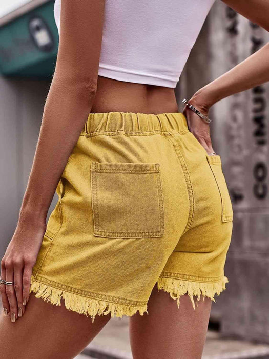 Chic Frayed Hem Drawstring Denim Shorts: Your Summer Essential