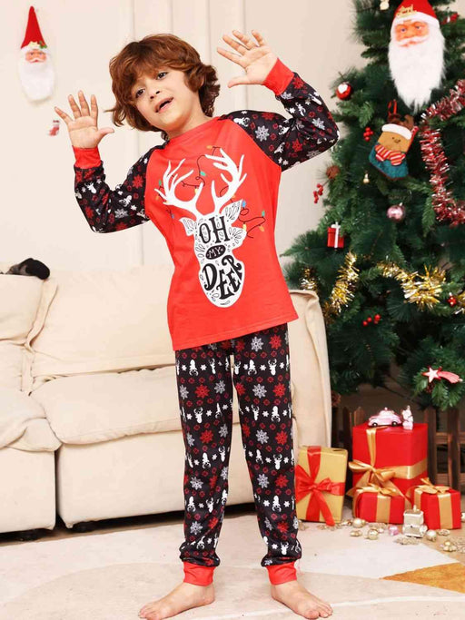 Festive Reindeer-Themed Kids' Outfit Set for a Joyful Holiday Look