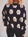 Charming Floral Long Sleeve Knit Sweater