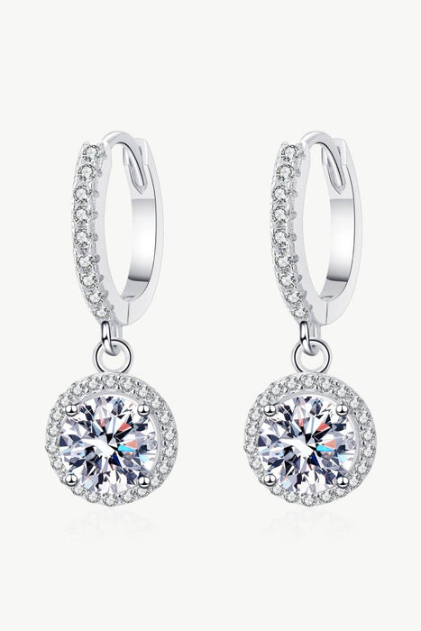 Radiant Sterling Silver Lab-Grown Diamond Drop Earrings with Rhodium Finish