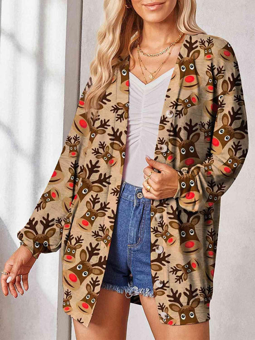 Stylish Sheer Printed Button-Up Cardigan with Unique Pattern