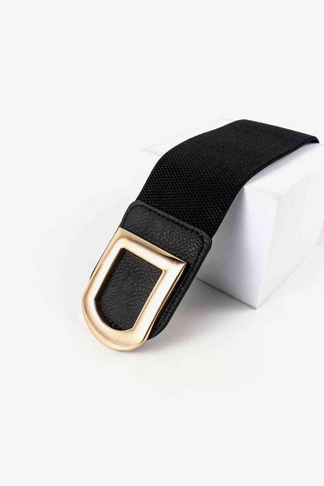 Chic Elastic PU Leather Belt with Stylish Double D Buckle