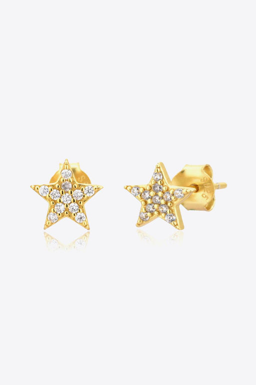 Sparkling Zircon Star Earrings with Luxurious Platinum and Gold Accents