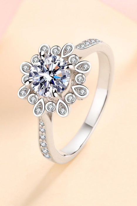 Luminous Lab-Created Diamond Moissanite Sterling Silver Statement Ring