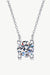 1 Carat Moissanite Sterling Silver Necklace with Rhodium-Plated Finish and Ghost Mannequin Design