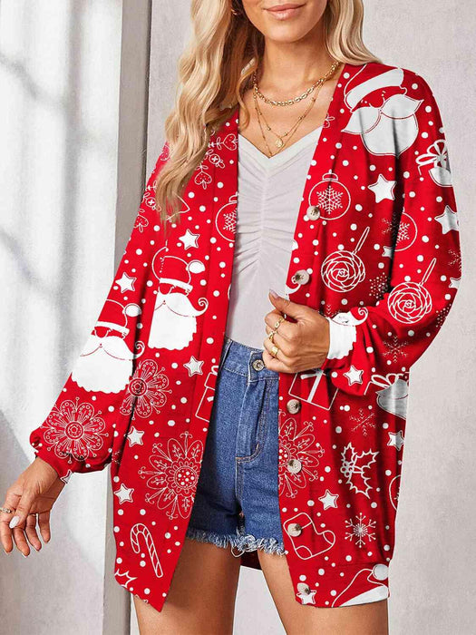 Stylish Sheer Printed Button-Up Cardigan with Unique Pattern