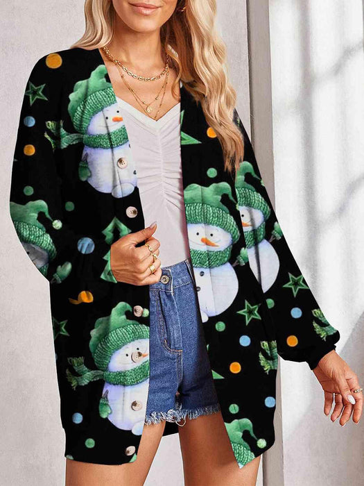 Stylish Sheer Printed Button-Up Cardigan with Unique Pattern