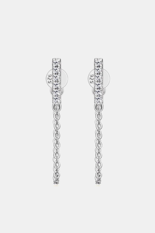 Sophisticated Moissanite-Embellished Sterling Silver Earrings with Luxurious Dual Finish