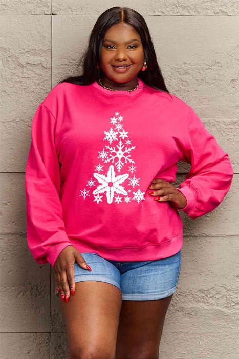 Festive Snowflake Christmas Tree Print Sweater - Winter Warmth Collection