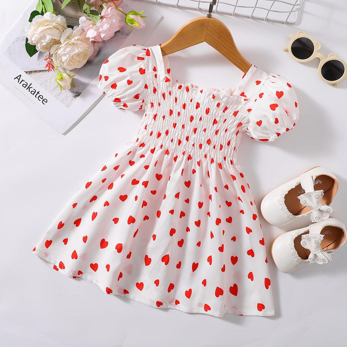 Eye-catching Printed Square Neck Dress with Smocked Detail