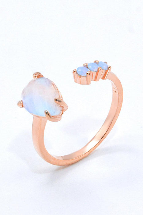 Versatile Rose Gold Moonstone Teardrop Ring - Modern Elegance Redefined