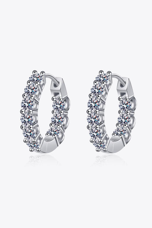 Elegant Moissanite-Studded Sterling Silver Hoop Earrings