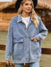 Trendy Oversized Denim Coat with Stylish Collar and Functional Pockets