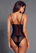 Lace Mesh Bodysuit Push up Teddy Lingerie with Floral Embellishments
