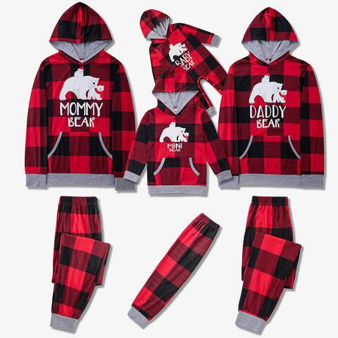 Father Bear Coordinate Set: Graphic Hoodie and Plaid Pants