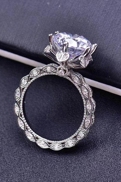 Elegant Heart Moissanite Ring with Platinum Accents in Sterling Silver