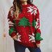 Festive Snowflake Sweater with Round Neck and Long Sleeves