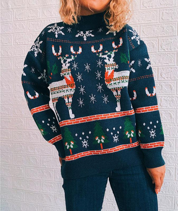 Elk Snowflake Christmas Jumper for Women