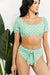 Gum Leaf Puff Sleeve High-Waist Two-Piece Swim Set - Trendy Resort Wear by Marina West