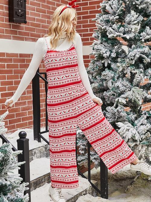 Festive Season Christmas Color Block Jumpsuit