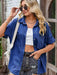 Chic Longline Denim Jacket with Classic Collar and Practical Pockets