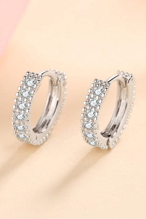 Radiant Lab-Diamond Sterling Silver Huggie Earrings with Sparkling Care Instructions