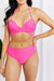 Pink Summer Splash Halter Bikini Set with Twisted Front by Marina West Swim