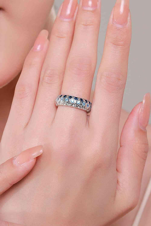 Trifold Radiance Silver Ring with Platinum-Plated Zircon