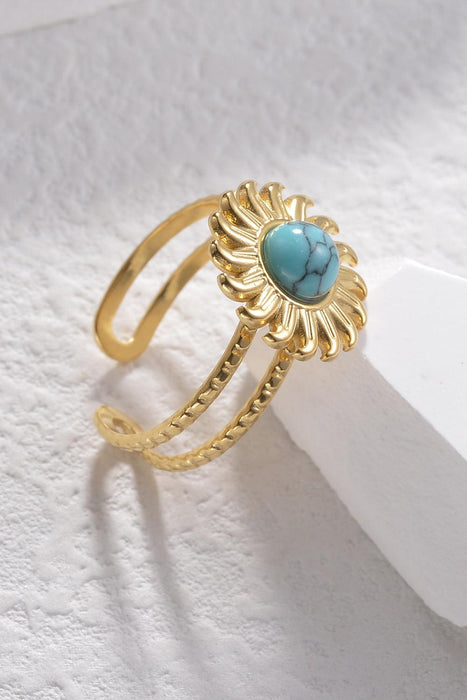 Retro Turquoise Accent Stainless Steel Ring