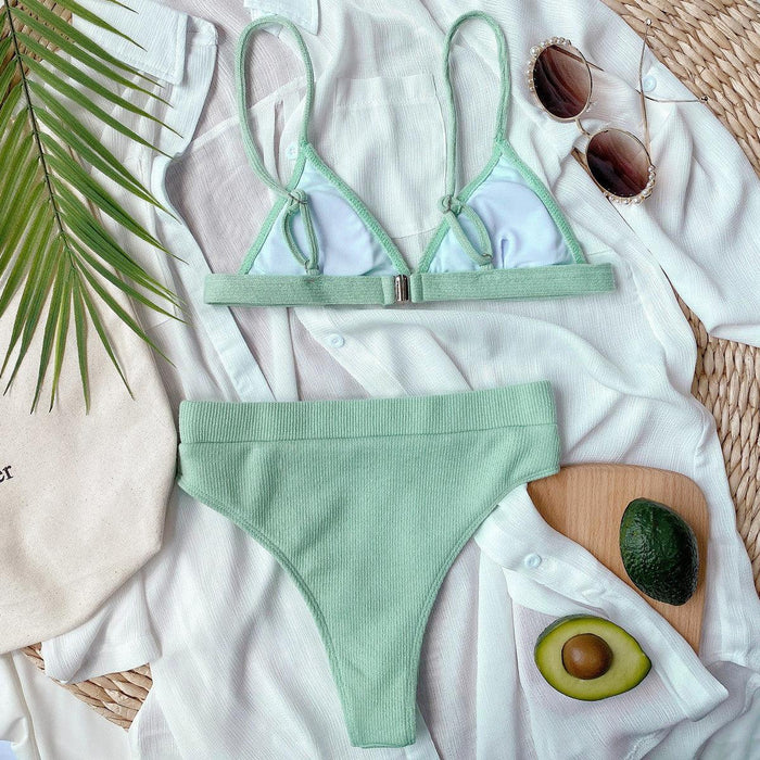 Ribbed Solar Glow Two-Piece Swim Set