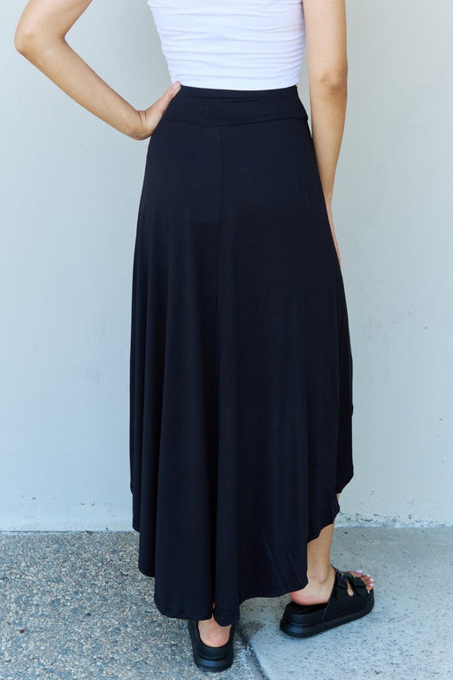 Chic Black High Waist Maxi Skirt with Asymmetrical Hem by Ninexis