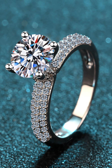 Elegant Sterling Silver Lab-Diamond Ring with Dazzling Zircon Details