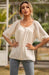 Square Neck Pleated Tunic Blouse with Raglan Sleeves - Women's Fashion Essential