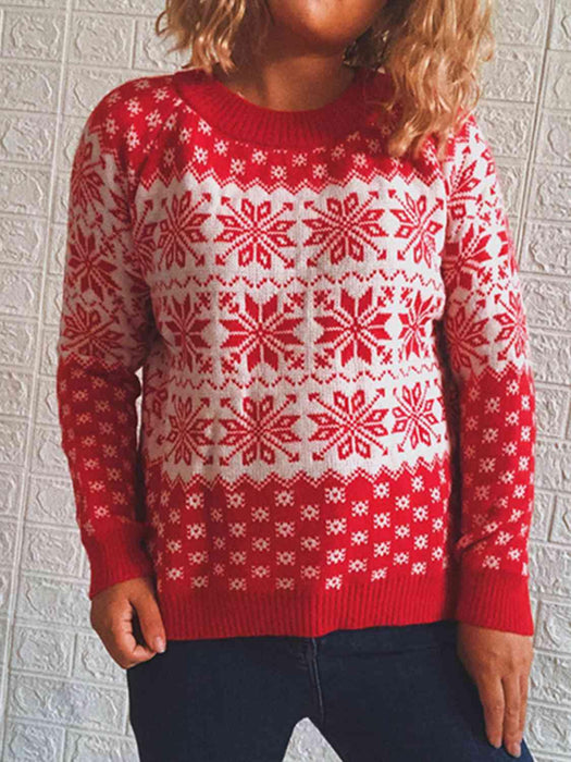 Snowflake Patterned Warm Long Sleeve Sweater