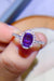 Regal Amethyst Grace Sterling Silver Moissanite Ring with Zircon Accents