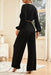 Chic Balloon Sleeve Polyester Top and Pants Set - Stylish Two-Piece Outfit