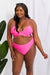 Pink Splash Twist-Front Halter Bikini Set for a Stylish Summer Look by Marina West Swim