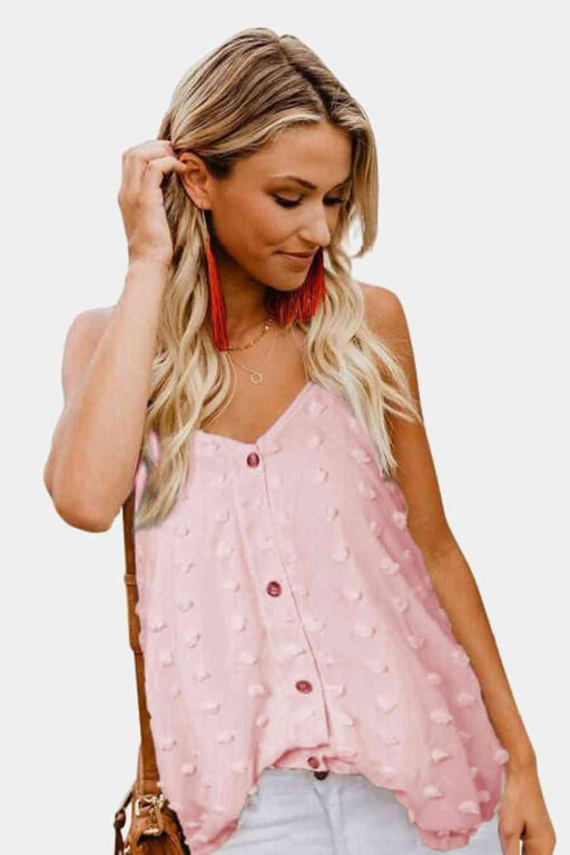 Trendy Swiss Dot V-Neck Spaghetti Strap Camisole