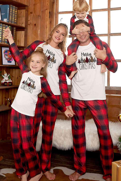 Cheerful "HOLIDAY JOY" Graphic Top and Plaid Pant Set