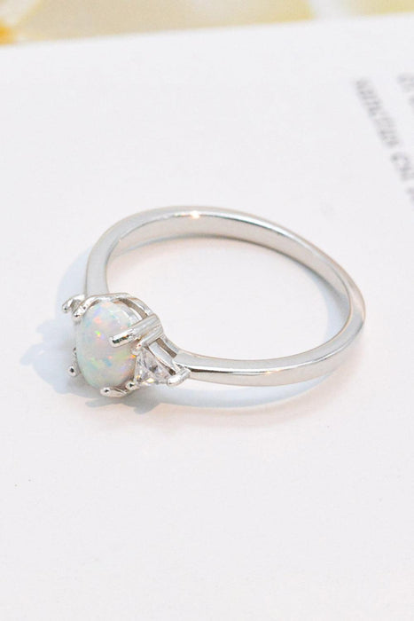 Radiant Opal and Zircon Silver Ring: Embrace the Essence of Elegance