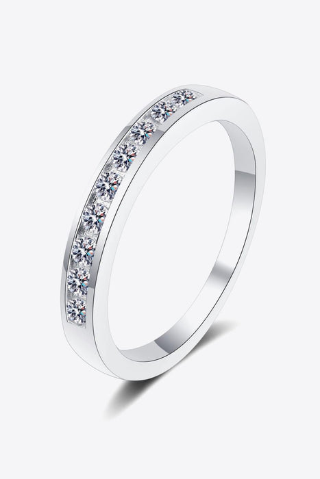 Shimmering Moissanite Silver Band - Sleek Modern Style