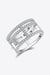 Opulent Platinum-Plated Lab-Diamond Ring - Stylish Moissanite Statement Piece -> Elegant Lab-Diamond Cutout Wide Ring