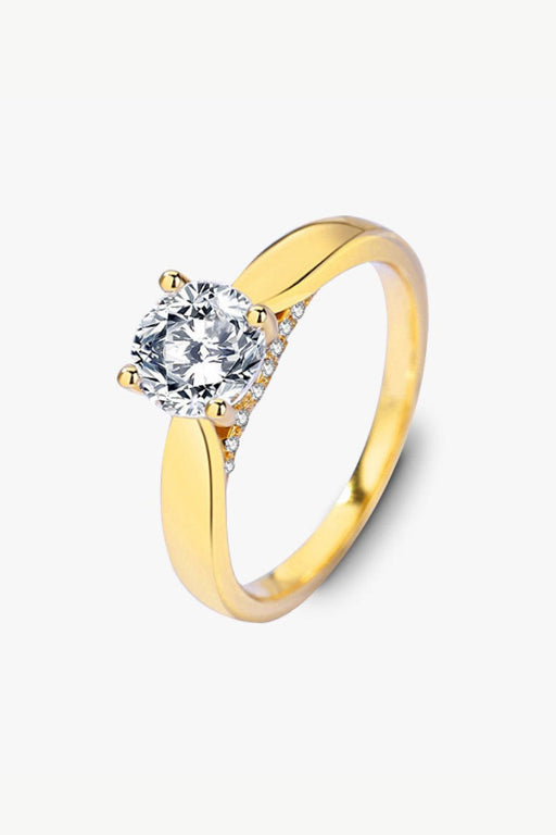 Elegant 925 Sterling Silver Moissanite Ring with Gold Accents and Zircon Embellishments